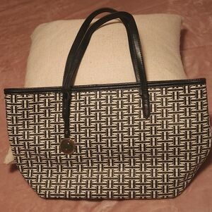 Tommy Hilfiger Black and Tan Tote Bag